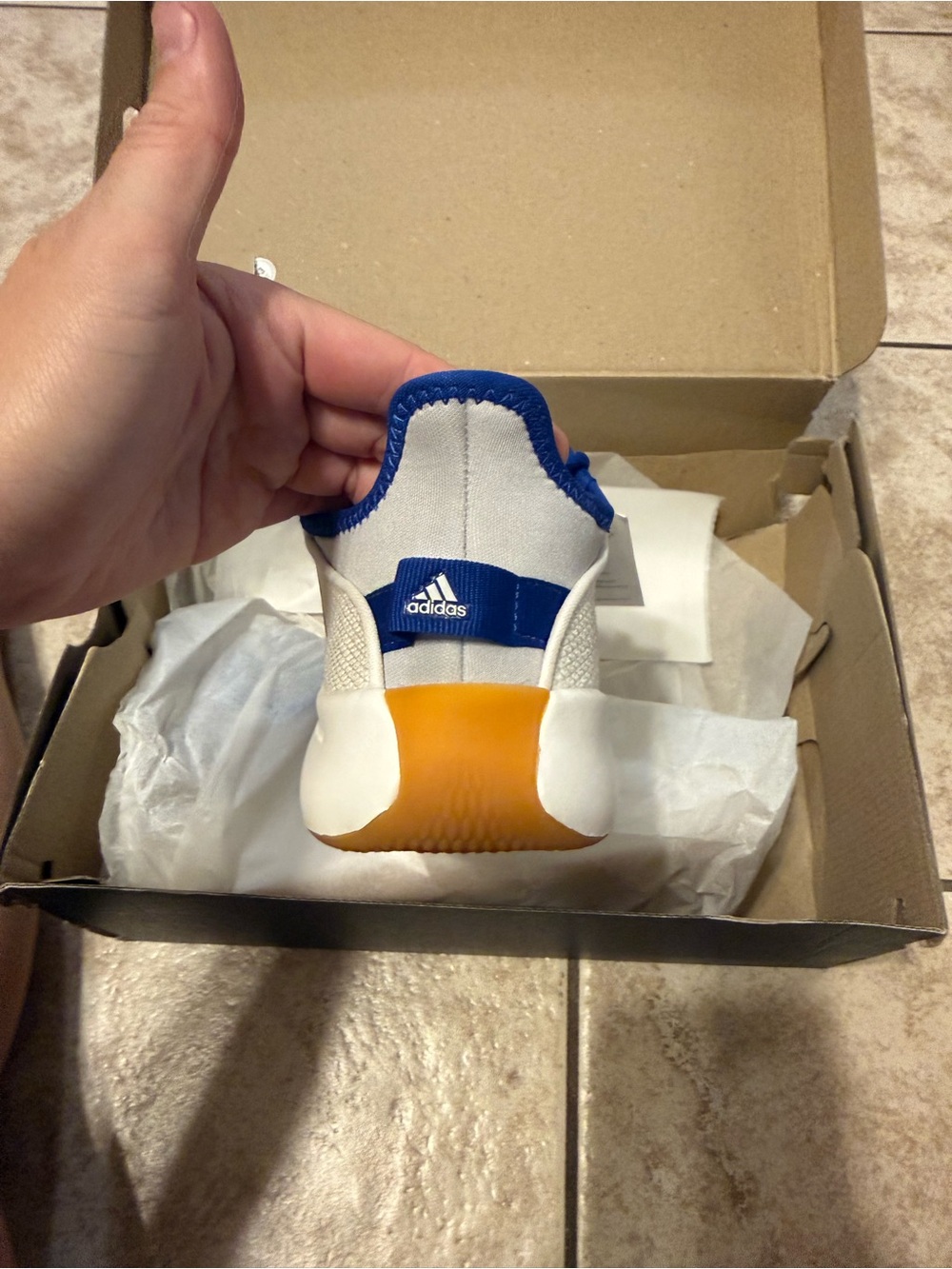 adidas Women’s White Sneakers with Blue Stripes CloudFoam Pure SPW - Picture 3 of 5